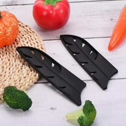 Plastic Safety Knife Cover Sleeves for 7" Santoku Knife, 2 Pack Knives Edge Guard Blade Protector Universal Knife Sheath for Kitchen, Black6