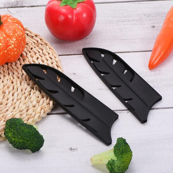 Plastic Safety Knife Cover Sleeves for 7" Santoku Knife, 2 Pack Knives Edge Guard Blade Protector Universal Knife Sheath for Kitchen, Black6