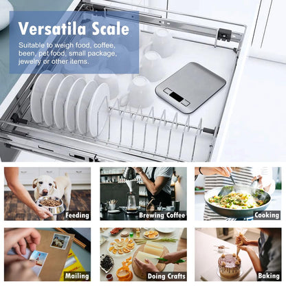 Food Scale Kitchen Scales Digital Weight Grams Oz for Weight Loss | Stainless Steel Panel, 1G Increment, Max 11Lbs, Backlit Screen, Smart Tare, Easy to Use for Baking Cooking, 2 AAA Batteries8
