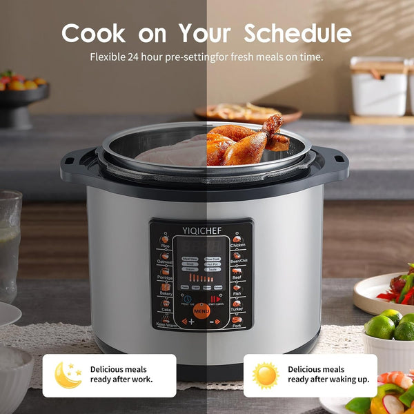 12L/12.8Qt Commercial Electric Pressure Cooker, Digital Control, 304 Stainless Steel Inner Pot, Serve for 15-25 People, 1600W/120V with US PLUG, Suitable to Small Restaurant, Canteen, Hotel6