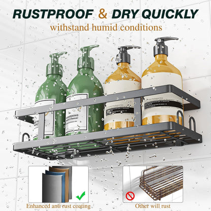 Adhesive Shower Caddy, Black, 3 Pack3