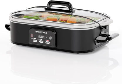 Magnifique 4 Quart Casserole Digital Slow Cooker, Premium Ceramic Bakeware for Oven, Dishwasher Safe Baking Dish,Black9