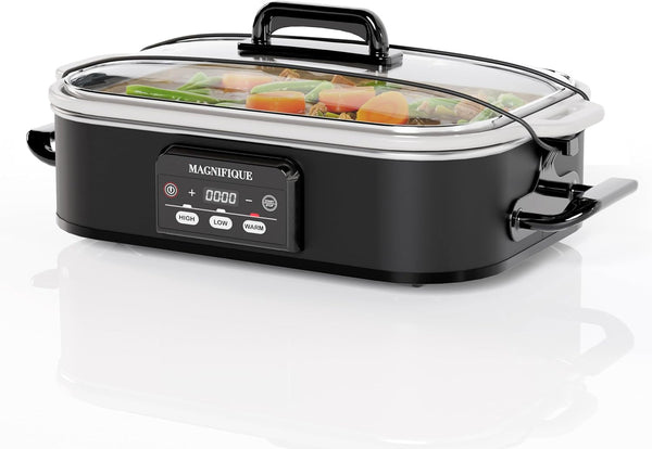 Magnifique 4 Quart Casserole Digital Slow Cooker, Premium Ceramic Bakeware for Oven, Dishwasher Safe Baking Dish,Black9