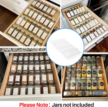 Clear Acrylic Spice Drawer Organizer, 4 Tier Seasoning Jars Drawers Insert, Kitchen Spice Rack Tray for Drawer/Countertop (Jars Not Included)2