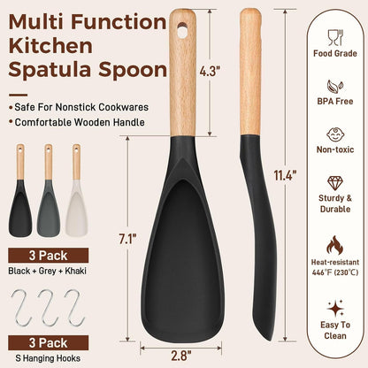3 PACK Cooking Spoon Spatula for Nonstick Cookware, Heat Resistant Silicone6