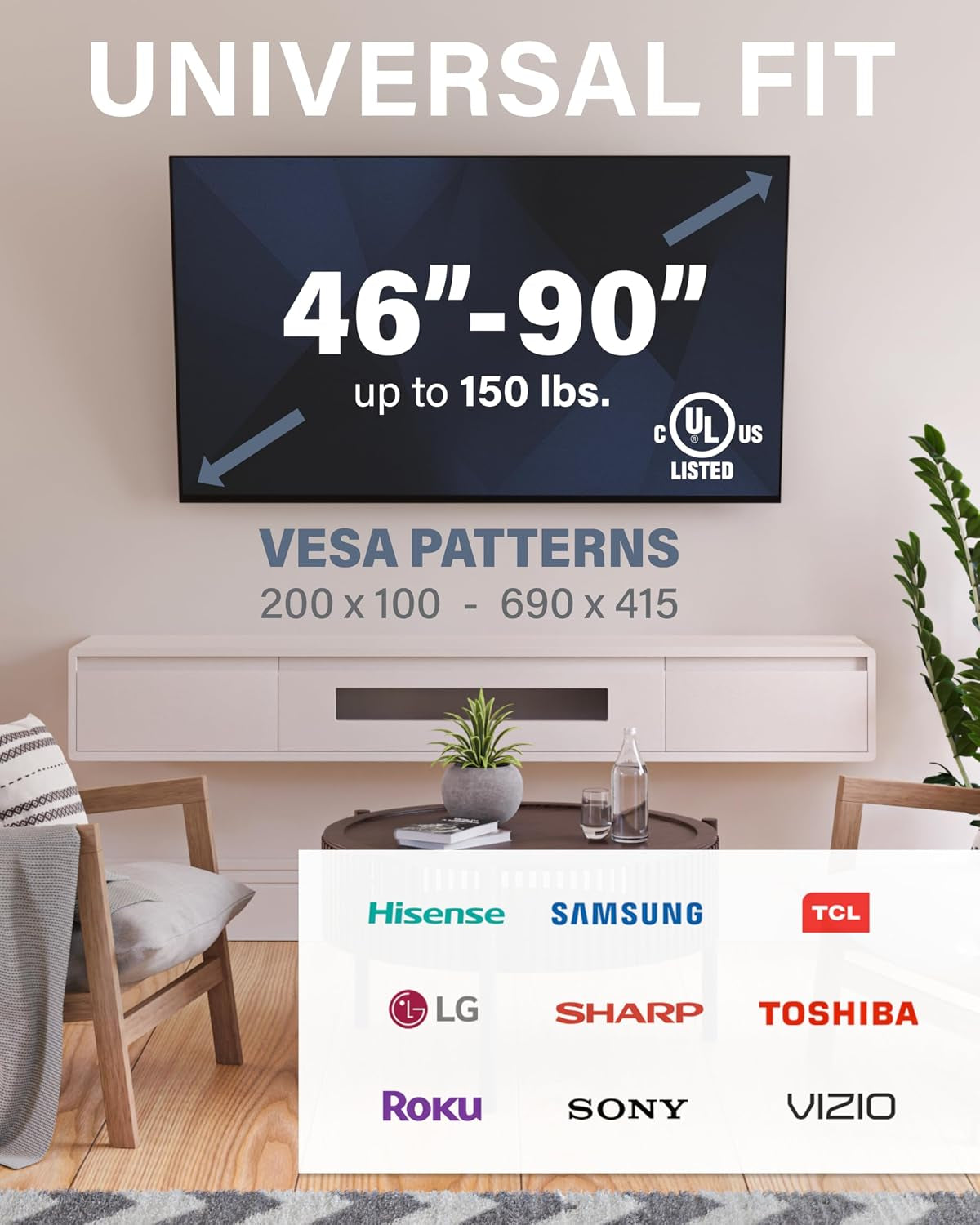 tilting-tv-wall-mount-for-46-90-tvs-or-150lbs-premium-tilt-mount-w-universal-fit-smooth-5-7-extension-allows-for-cable-management-includes-hardware-drill-template-for-easy-install