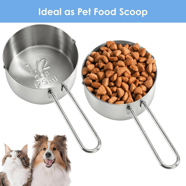 6 Pcs 1/2 Cup (125Ml) Stainless Steel Measuring Scoops, Metal Measuring Cups with Handle for Dog Food, Coffee, Baking, Cooking, Dishwasher Safe5