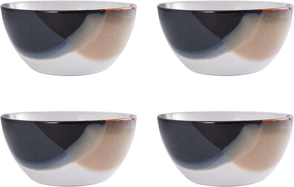 Mikasa Gourmet Basics Caden 16-Piece Stoneware Dinnerware Set, Service for 4, White Glossy Center with Black and Tan Two-Tone Reactive Glaze, Dishwasher and Microwave Safe8