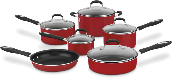 55-11R 11-Piece Set Advantage Nonstick Cookware, Red1