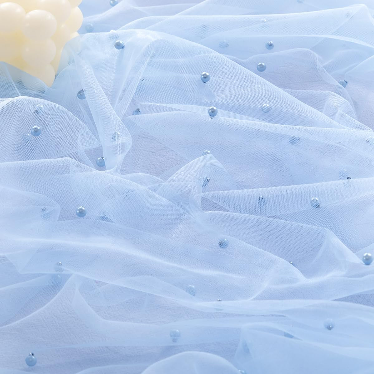 pearl-table-runner-fall-tulle-gauze-sheer-wedding-party-home-decor-blue-cheesecloth-10ft-chiffon-dining-birthday-baby-shower-bridal-anniversary-holiday-centerpiece-table-decorations