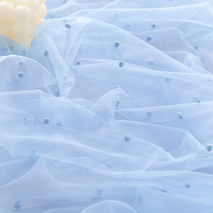 Pearl Table Runner Fall Tulle Gauze Sheer Wedding Party Home Decor | Blue Cheesecloth 10FT Chiffon Dining Birthday Baby Shower Bridal Anniversary Holiday Centerpiece Table Decorations3