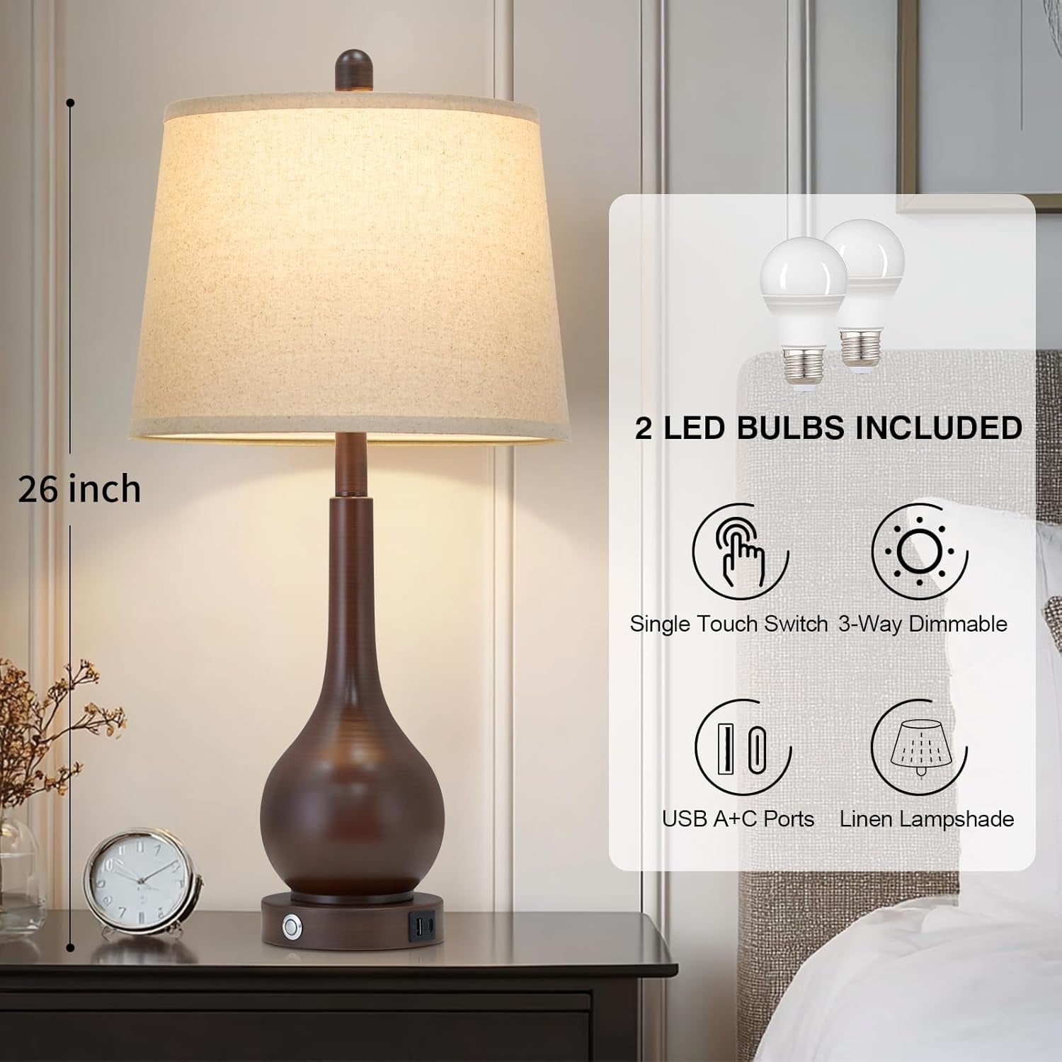 26-brown-table-lamps-set-of-2-touch-control-bedside-lamps-for-bedroom-nightstand-3-way-dimmable-farmhouse-lamp-for-living-room-with-charging-port-2-led-bulbs-included