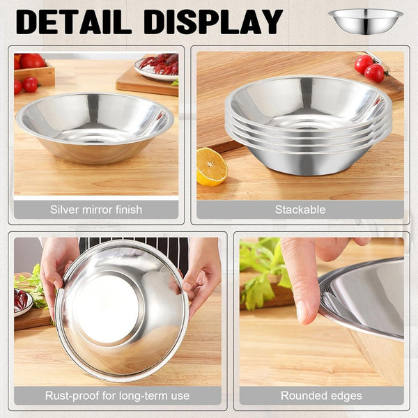 15 Pcs Stainless Steel Bowls 6.3 Inch Base Prep Bowls3