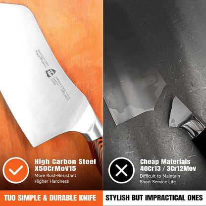 Vegetable Cleaver Knife, Chinese Chef Knife 7 Inch Meat Cleaver with Pakkawood Handle, Stainless Steel Butcher Chopper for Home Kitchen - Fiery Phoenix Series6