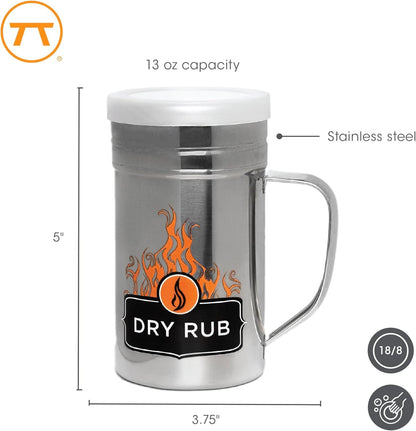 Stainless Steel Dry Rub Shaker with Lid, 13Oz Seasoning Dispenser7
