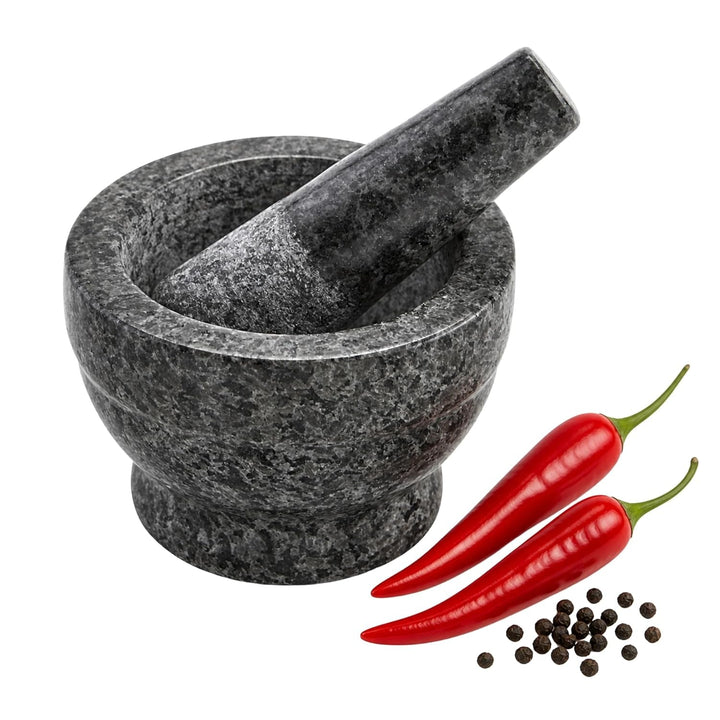 USA Small Polished Mortar and Pestle, 3.75”, Granite | Ideal for Grinding Spices and Herbs