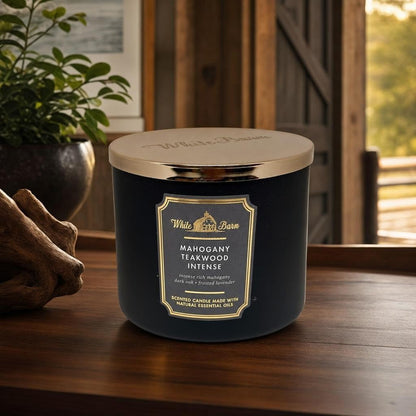 Bath and Body Works, White Barn 3-Wick Candle White Bard Oils - 14.5 Oz - 2021 Core Scents! (Mahogany Teakwood Intense)5