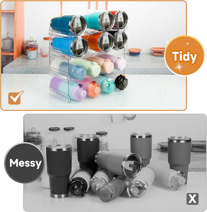 Water Bottle Organizer 4 Tier Large Compartment Water Bottle Holder4