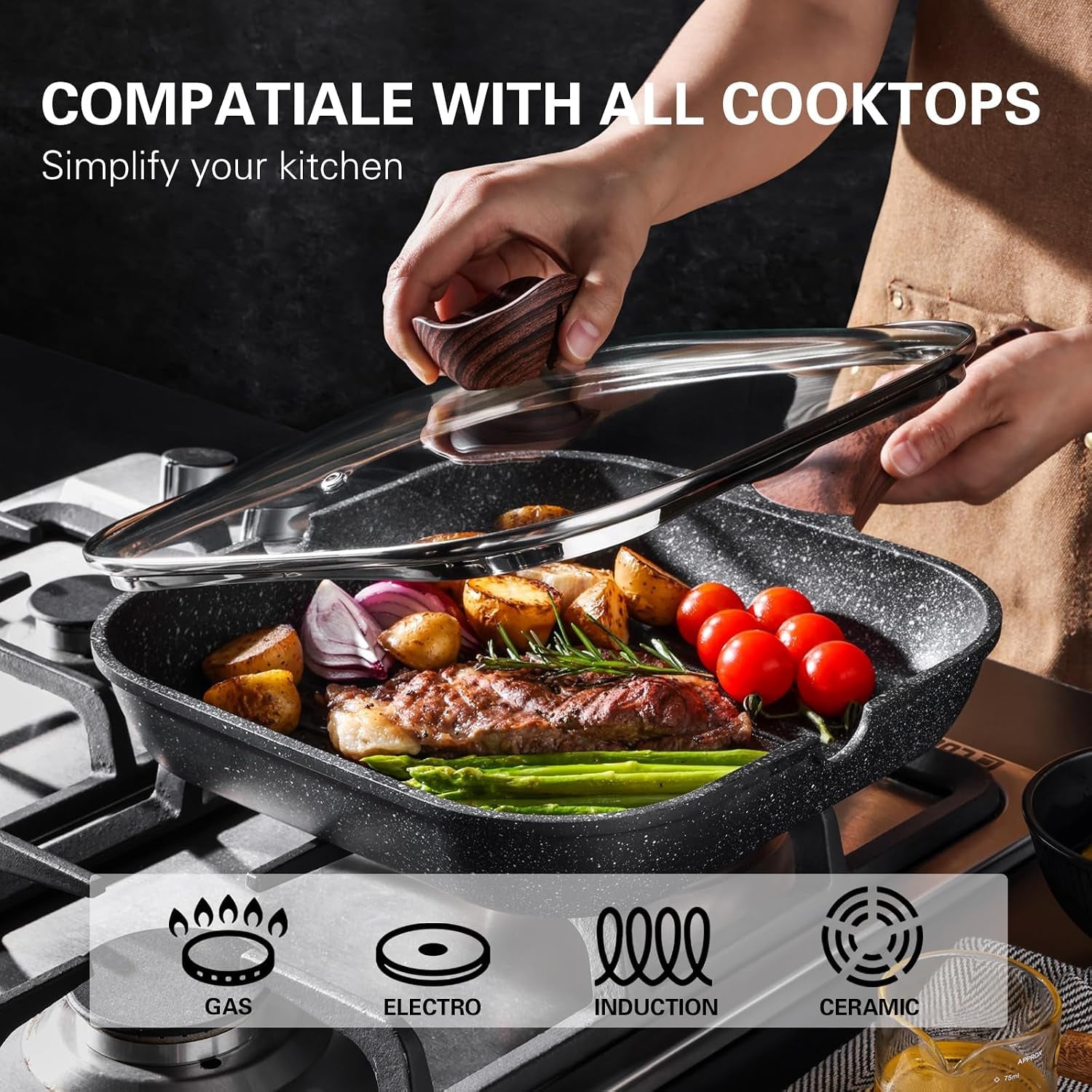 nonstick-grilling-pan-with-lid-for-stove-tops-11-inch-square-grill-pan-for-indoor-cooking-granite-coating-grill-skillet-with-pour-spouts-versatile-griddle-induction-steak-pan-pfoa-free