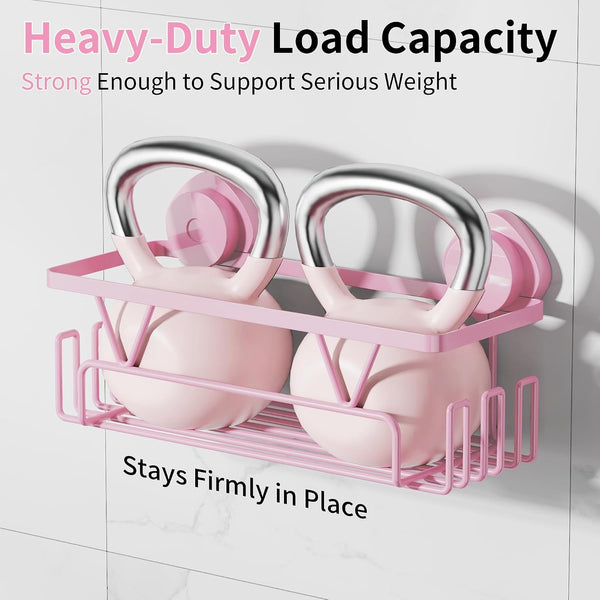Suction Cup Shower Caddy 3 Pack, Bathroom Storage Shelf, Pink6