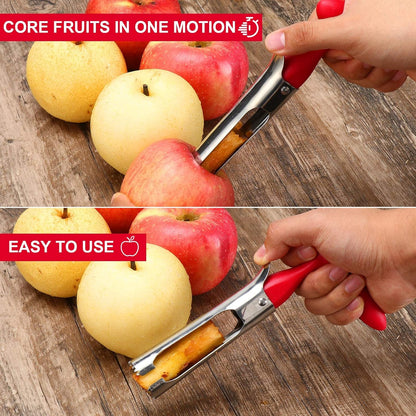 Premium Apple Corer Tool - Easy to Use and Clean - Sturdy Apple Core Remover with Sharp Serrated Blades - Stainless Steel Corers for Apple and Pear - Core Fruits with Ease(Red)5