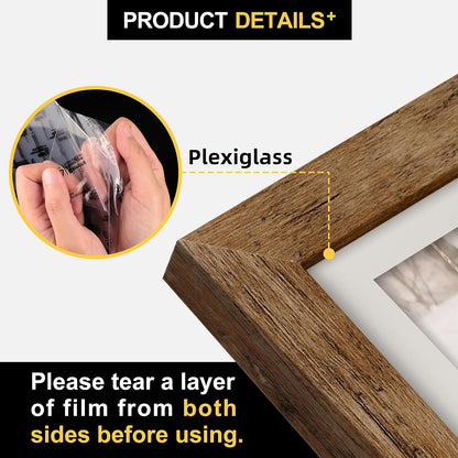 5X7 Picture Frames with 4X6 Mat Set of 2, Rustic Brown4