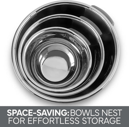 Stainless Steel Mixing Bowls Set and Measuring Cups - Nesting Bowls with Non-Slip Bottom and Easy-Grip Handles, Grey, 11 Pieces6