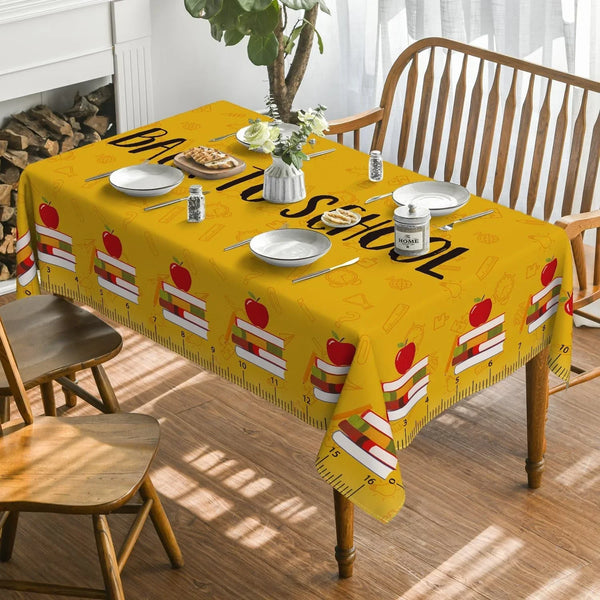 Back to School Tablecloth, Books Apple, 60×84 Inch Rectangular2