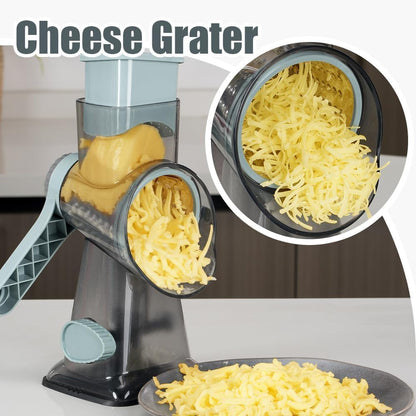 Rotary Cheese Grater Hand Crank Transparent - Shredder Slicer Grinder 3 Stainless Steel Blades, Stable Suction, Labor-Saving Handle, Safe Kitchen Tool for Cheese, Vegetable, Nuts, Chocolate6