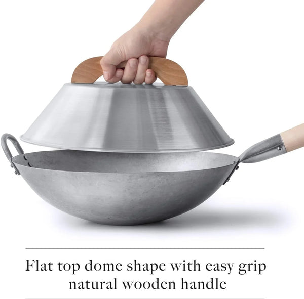 Aluminum Wok Dome Cover for 14" Hand Hammered Wok, 13 Inch Flat Wok Lid6