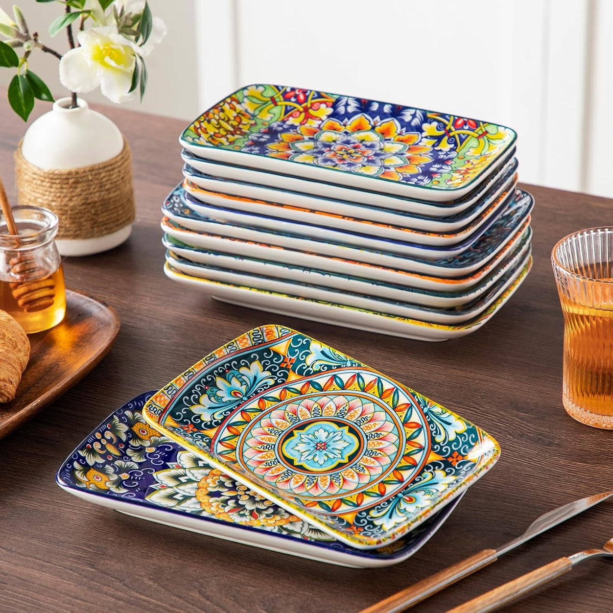 simi-6-piece-rectangular-ceramic-plates-set-8-5-x-5-1-small-dessert-sushi-plates-bohemian-appetizer-serving-plates-microwave-oven-safe-porcelain-plates