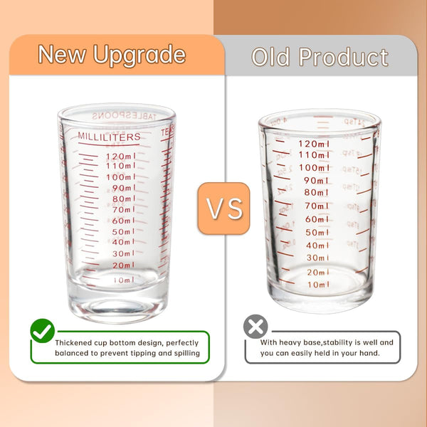 Measuring Cup Shot Glass 4 Ounce/120Ml Liquid Heavy High Espresso Glass Cup Black Line (1, Red)5