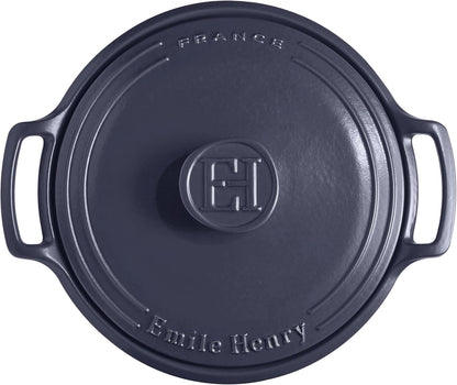 Emile Henry Made in France SUBLIME Ceramic 6 Qt. round Dutch Oven, Indigo3