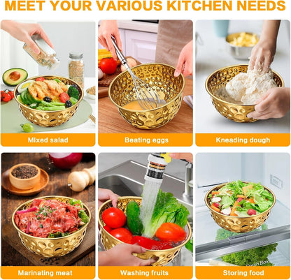 Stainless Steel Gold Mixing Bowls Set of 55