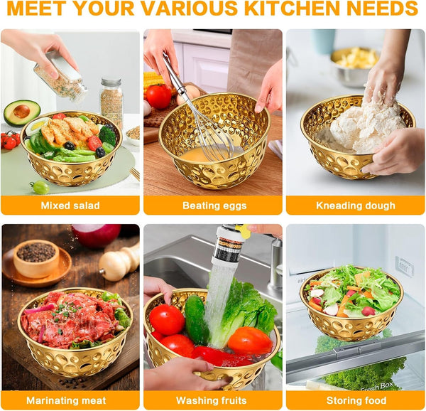 Stainless Steel Gold Mixing Bowls Set of 55