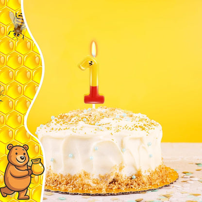 Yellow Bear Themed Number 1 Candle 1St Birthday Decorations for Boy/Girl3