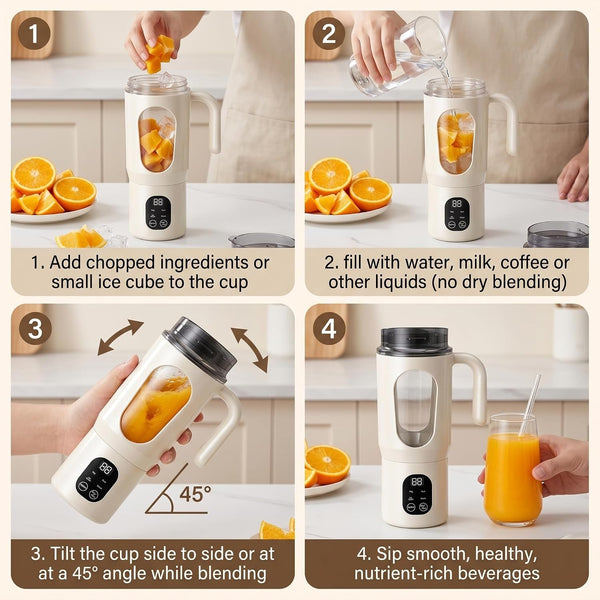 Portable Blender 20Oz Personal Electric Juicer Cup with 12 Blades Auto Cleaning，Rechargeable Travel Blender for Smoothies, Shakes, Salsa, Ice Crushing & Frozen Drinks,With Lid for Direct Drinking7