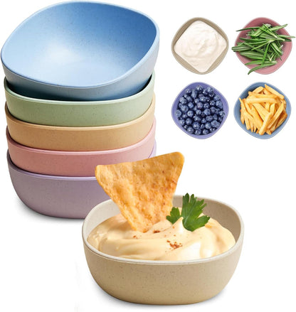 6 Pack Wheat Straw Soy Sauce Dishes, 4.5 OZ Small Dessert Bowls, Unbreakable Dipping Bowl, Pinch Bowls Set, Dipping Sauce Cups, Mini Prep Bowls, Dip Bowls for Side Dish, Ketchup, Soy, BBQ1