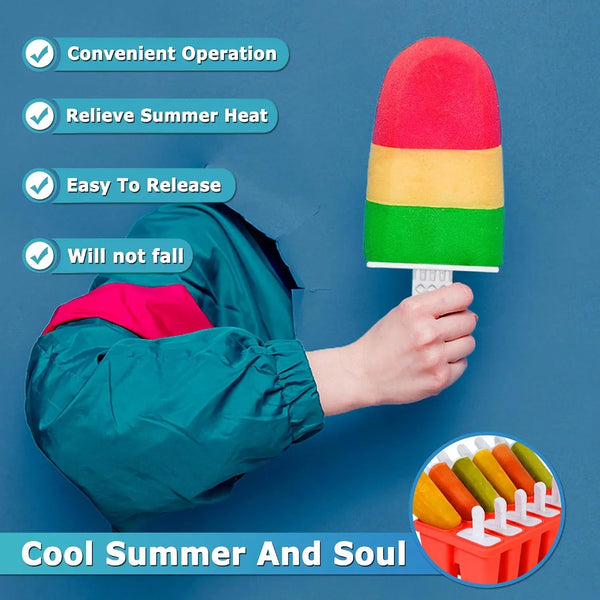 Silicone Popsicle Molds 10-Cavity, DIY Ice Pop Mold for Kids Adult Teens, BPA Free Ice Cream Molds for Party Yogurt Juice Smoothies Sticks4