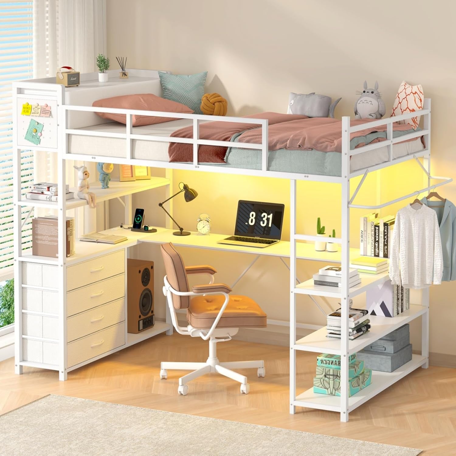 white-loft-bed-twin-size-with-u-shaped-desk-and-upholstered-headboard