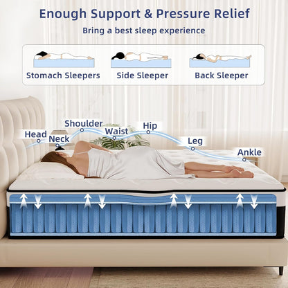 14 Inch Queen Hybrid Memory Foam Mattress in a Box6