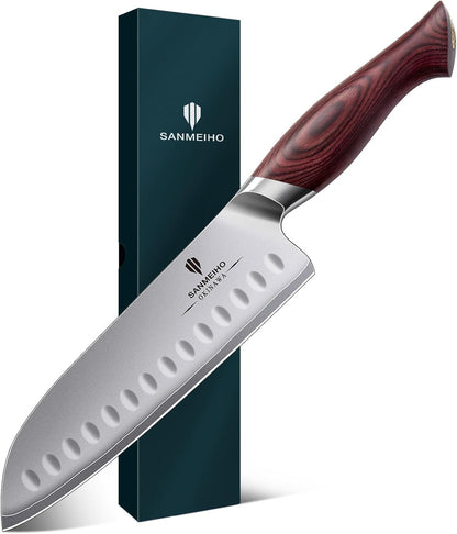 7 Inch Chef Santoku Knife, High Carbon 10Cr15Mov Stainless Steel1