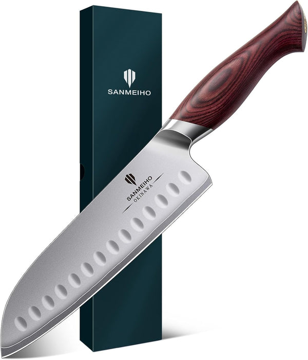 7 Inch Chef Santoku Knife, High Carbon 10Cr15Mov Stainless Steel1
