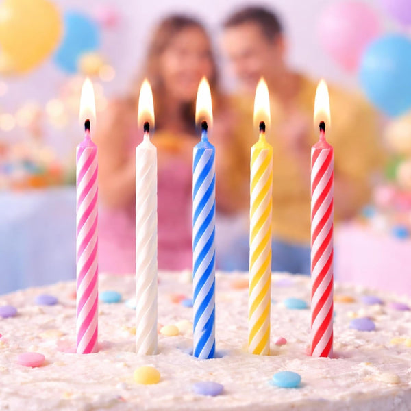 144 Count Birthday Candles Bulk – Birthday Candles for Cake, Mixed Colors Spiral Candles, Unscented Paraffin Wax Party Pack10
