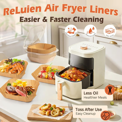 Air Fryer Liners Disposable 125 Pcs, 8 Inch Paper for 5-8 QT Air Fryers | Square Unbleached Parchment Paper, Non-Stick, Greaseproof for Baking, Roasting, Microwave, Oven, Airfryer Basket Accessories5