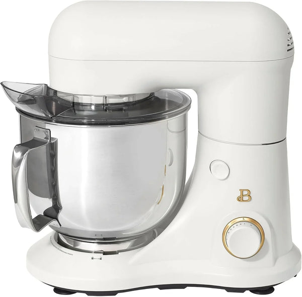 Beautiful 5.3 Qt Stand Mixer, White Icing with Flat Beater, Dough Hook, Balloon Whisk1