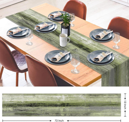 Table Runner, 13X72 Inch, Olive Green and Grey3