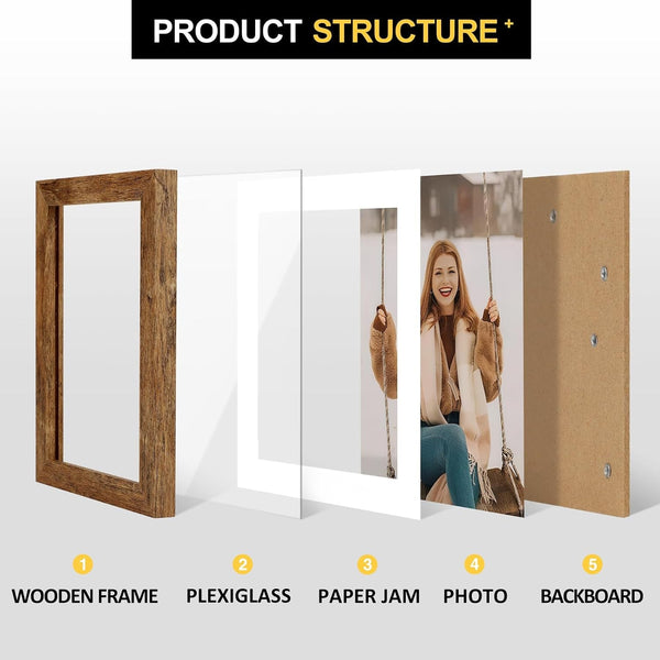 5X7 Picture Frames with 4X6 Mat Set of 2, Rustic Brown3