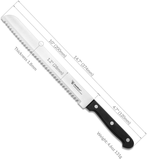 10 Inch Serrated Bread Knife, Premium Stainless Steel Blade with Wave Edge, Full Tang Handle, Razor Sharp Knife for Bread, Durable Professional Kitchen Knife2