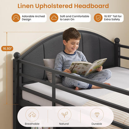 Low Loft Bed Twin Size with 8 Drawers, 4 Bookcase & LED Lights,Black7